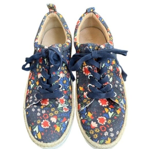 Jack Rogers 7.5 Floral Canvas Lace-Up Espadrille Sneakers - Picture 2 of 7